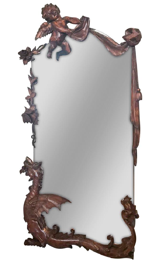 Unusual Italian Mirror, Carved Beechwood With (1 of 6)