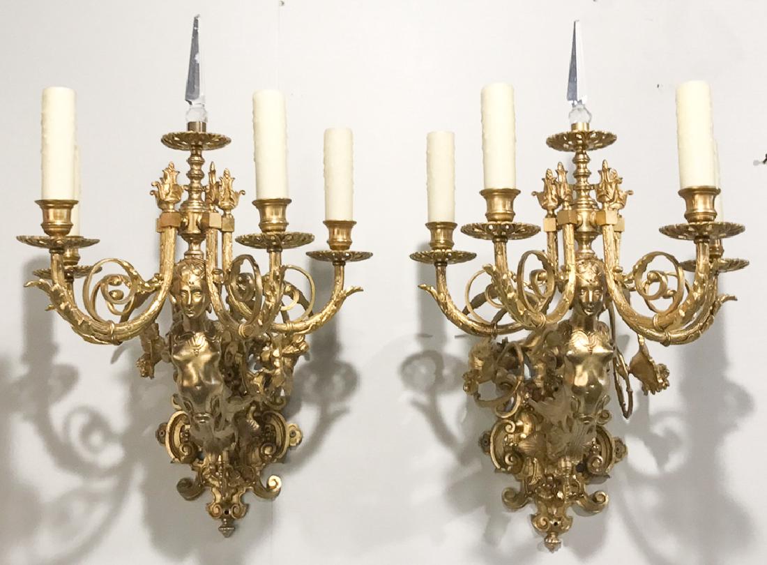 Fine Pair Of French 19th C. Gilt Bronze Sconce (1 of 5)
