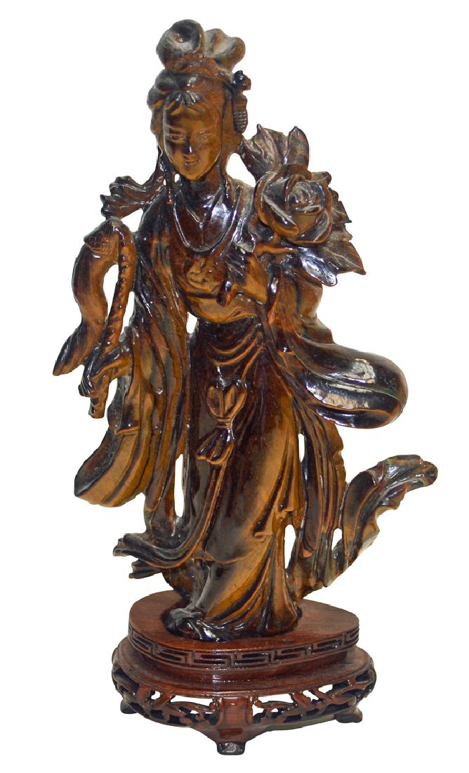 Vintage Chinese Tiger Eye Maiden (1 of 2)