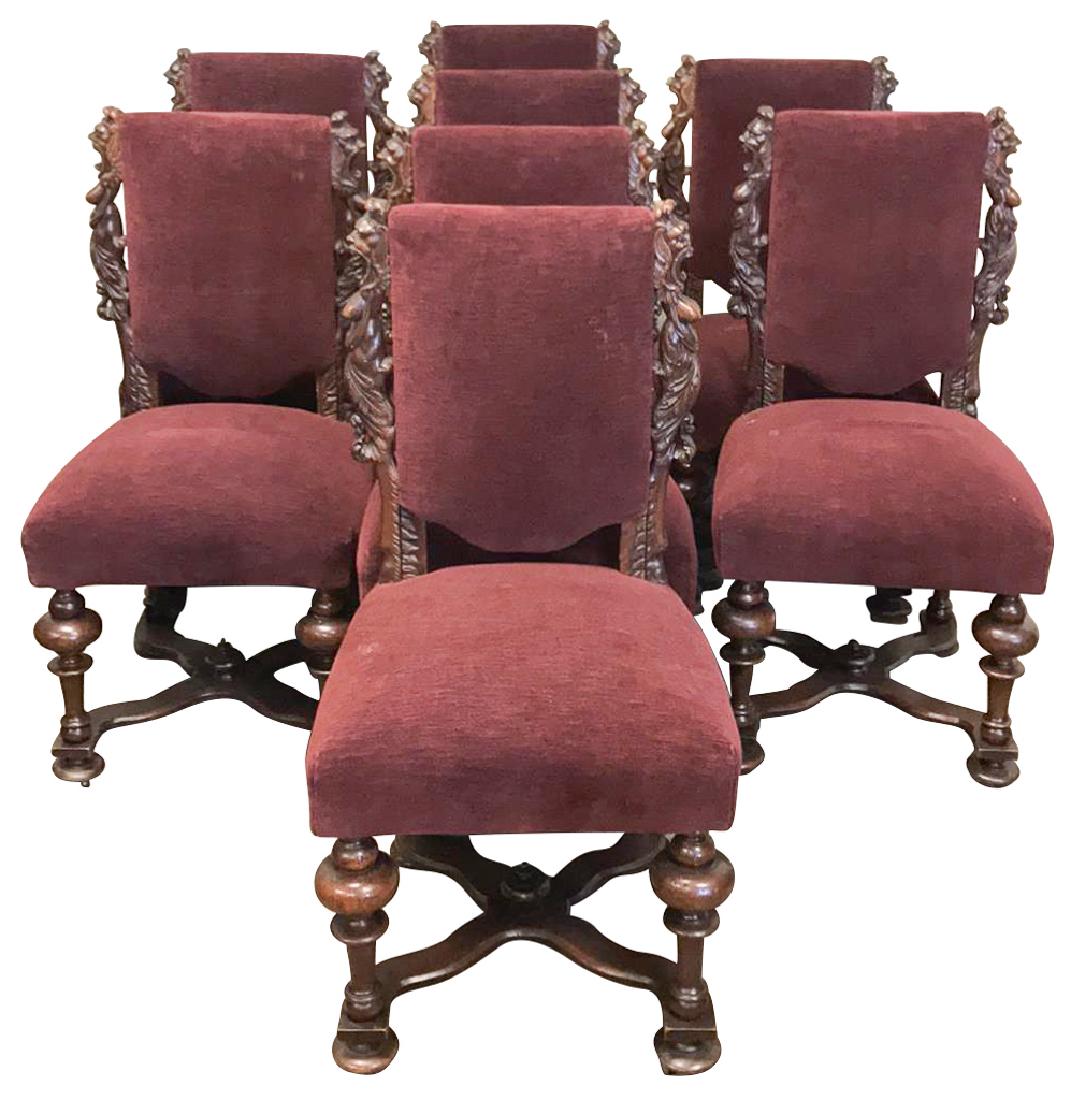 Set Of Eight Carved Renaissance Chairs, (1 of 4)