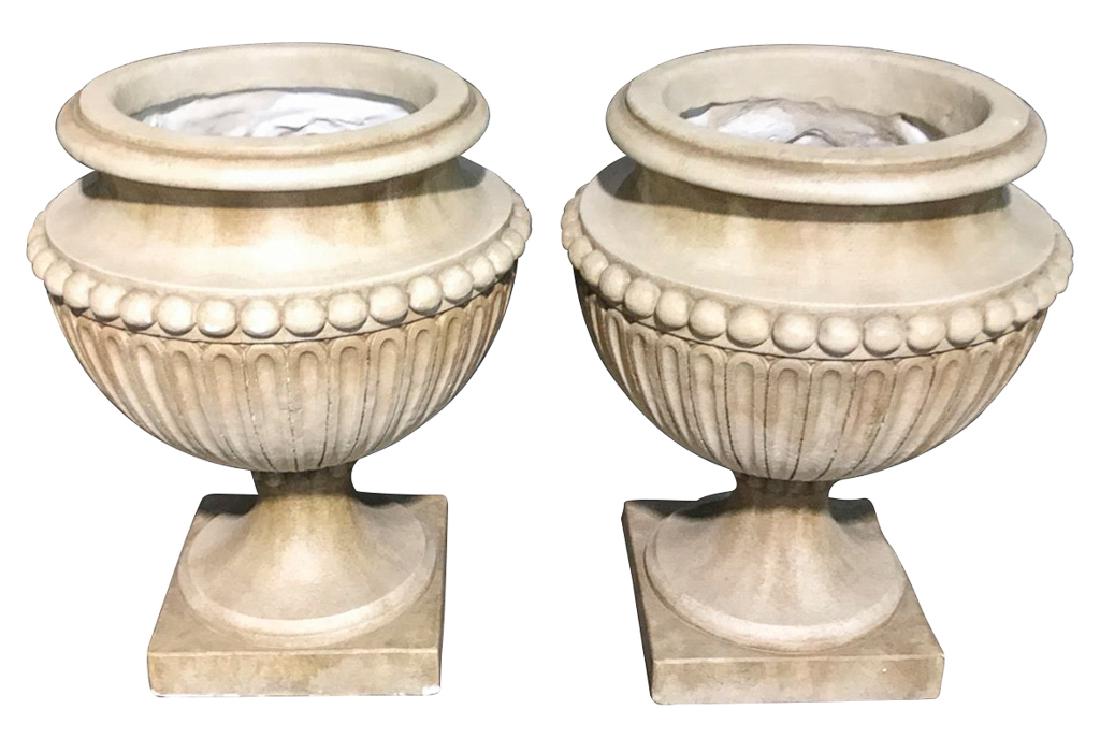 Large Pair Of Cast Composite Classical Planters, (1 of 4)