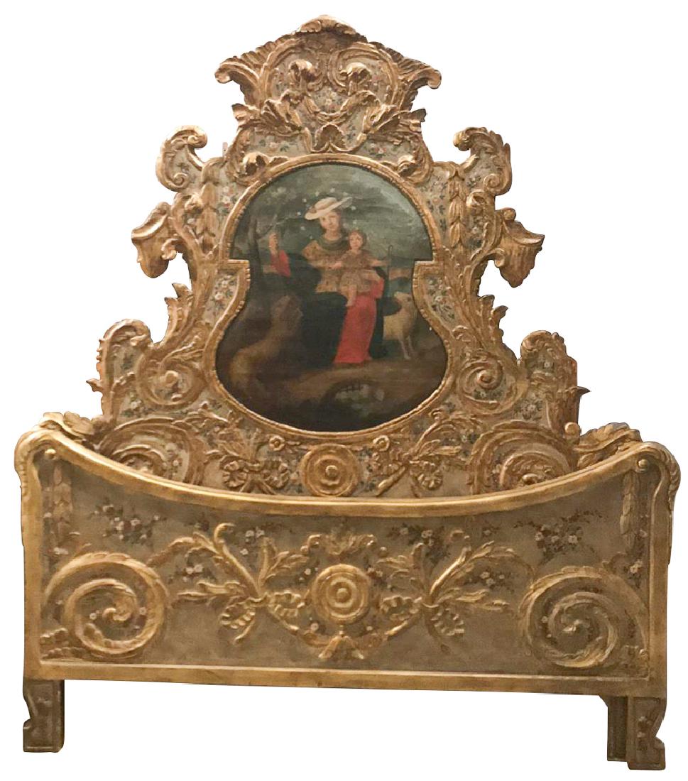 An 18th Century Italian Painted Headboard/bed; (1 of 9)