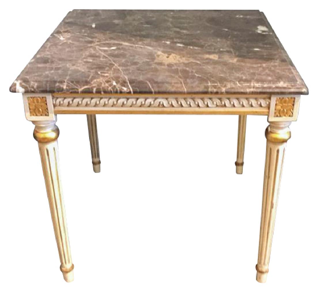 French Style Marble Top Side Table, (1 of 4)