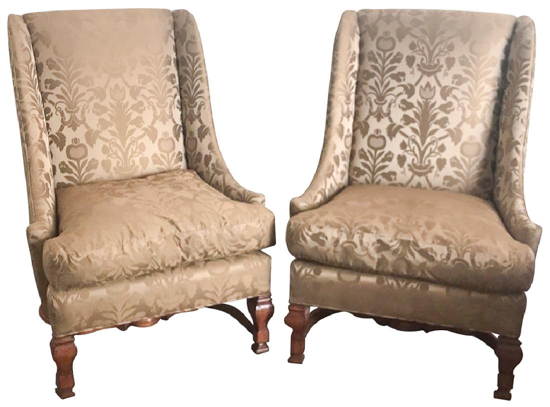 Pair Of Custom Made Silk Upholstered (1 of 5)