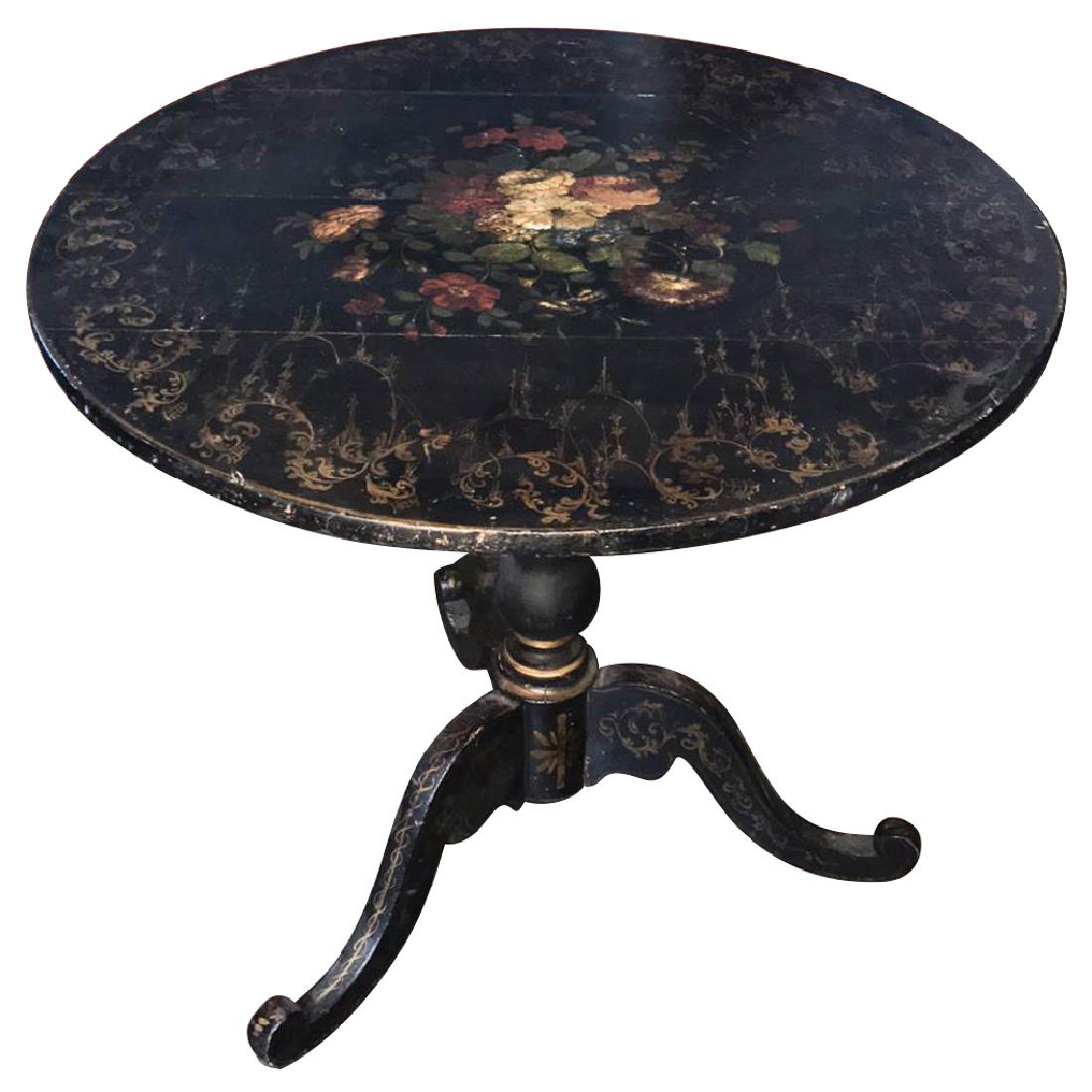 An English Victorian Black Lacquered Tripod (1 of 5)