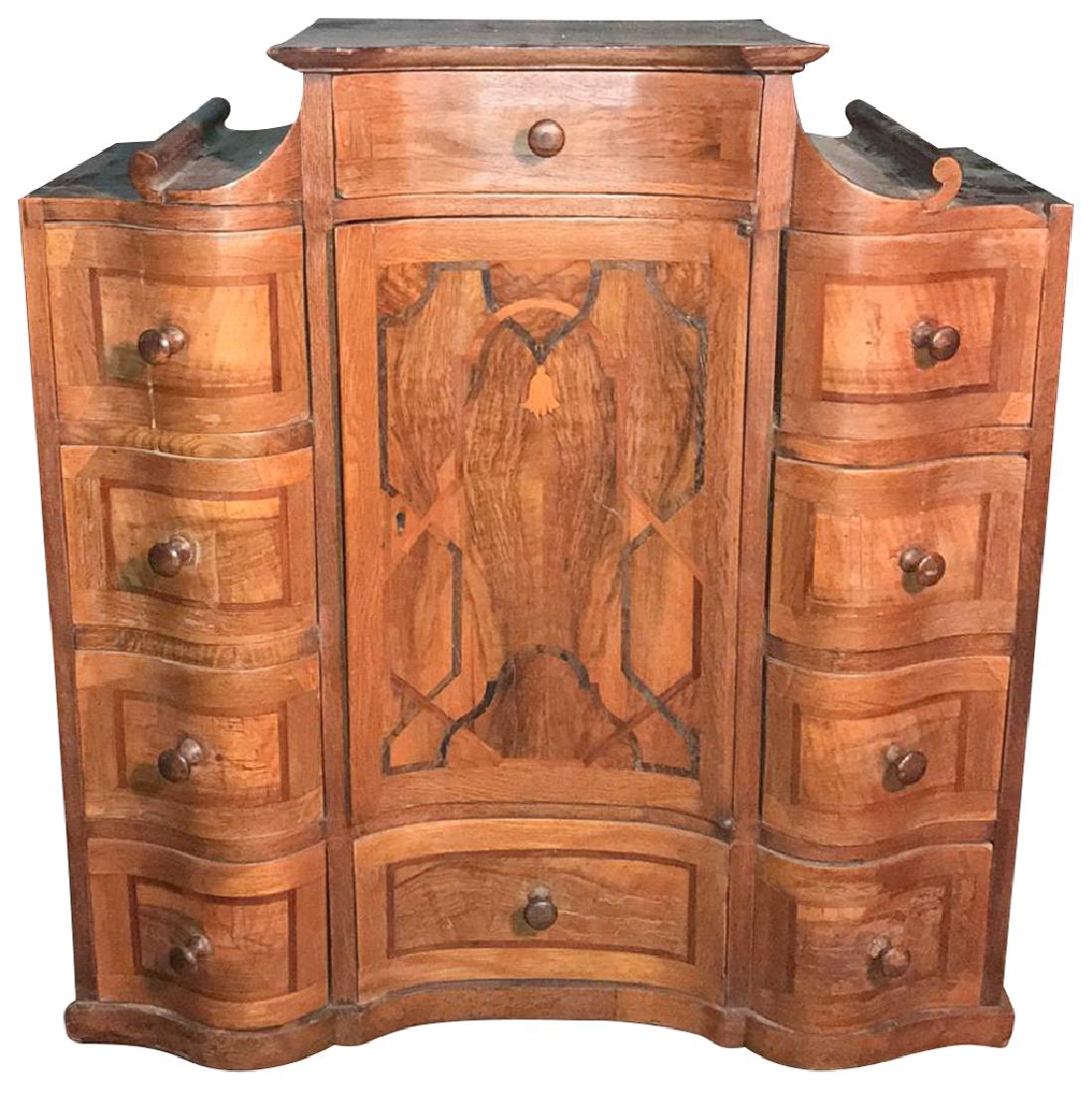 An Italian Walnut Inlaid Hanging Cabinet, 19thc. (1 of 4)