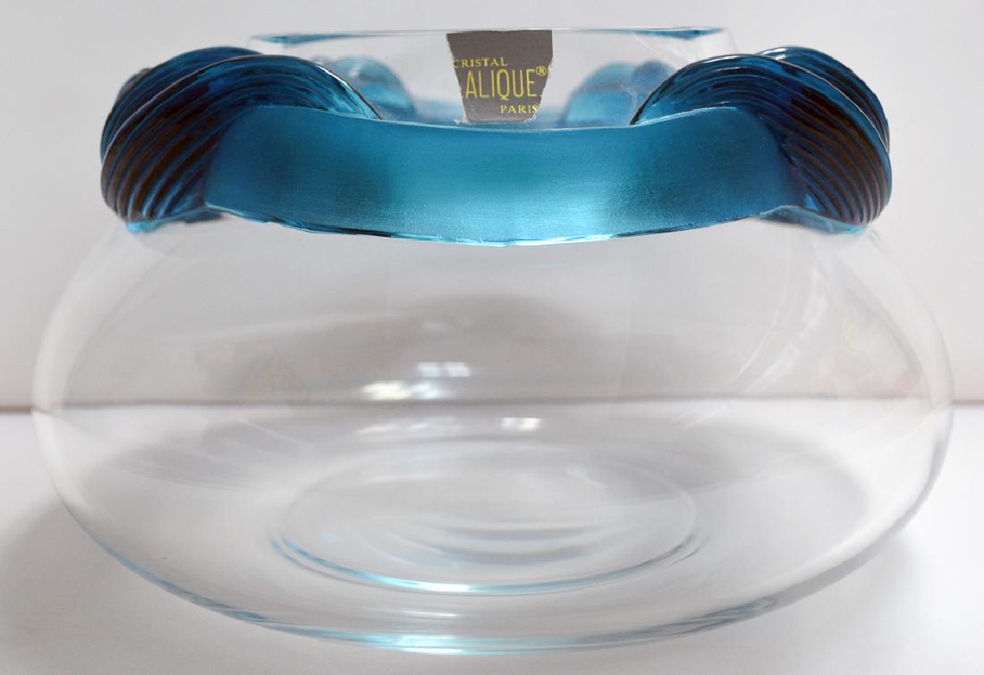 Lalique "cyrus" Vase,: Design # 12290. Clear With Turquoise Colored Accents Around The Top. Original Lalique Tag On Front, Signed On The Bottom In Script. Size: 6 1/2" H X 10" W. Condition: Excellent