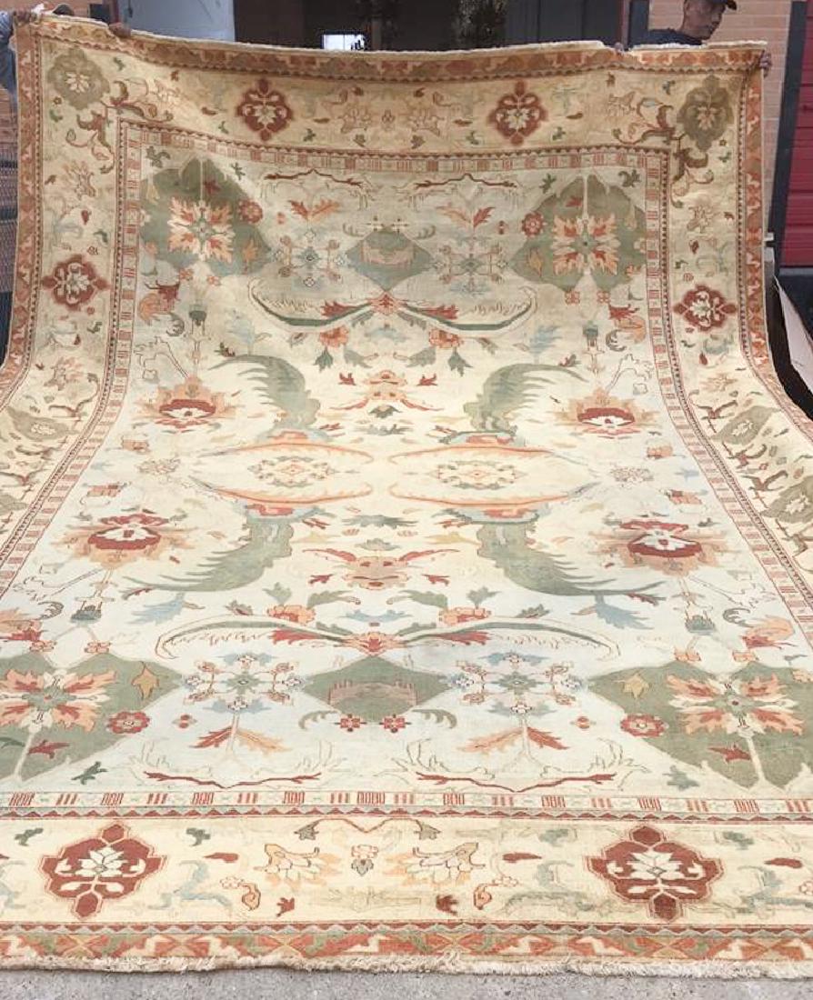 11 ft 7 X 16 ft 11 Handmade Faded Agra Pattern: Hand woven carpet, very good condition