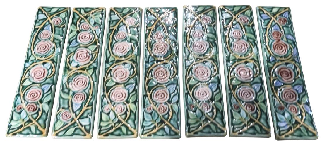 7 Custom Tile Panels, By Verdant Tile, Canada,: Designed by Mary Philpott, 16 inches by 4 inches each piece, with three miscellaneous pieces