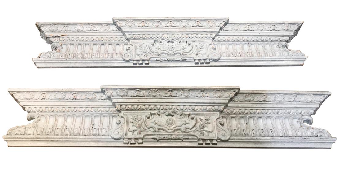Nice Pair Of French Style Over Door: architectural elements, composite, with painted finish, 66 inches wide by 12 inches high by 7 inches deep