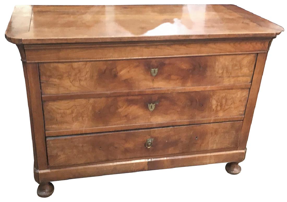 French Louis Philippe Cherrywood Commode, Set: on bunn feet ,49 1/2 inches wide by 23 inches deep by 35 inches high