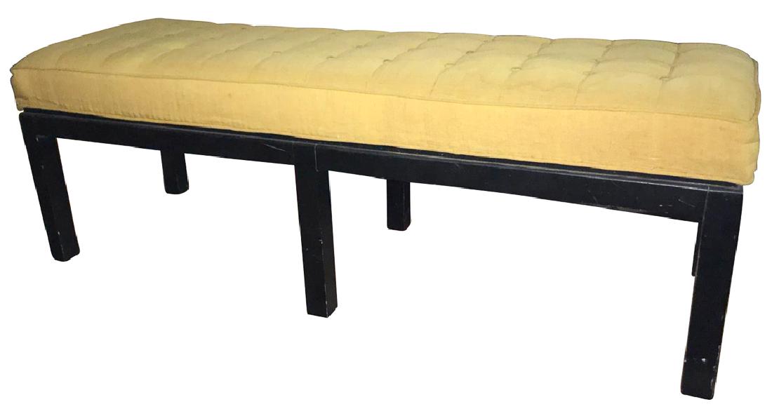 Nice Quality Ebonized Window Bench, With: tufted-velvet upholstered seat, 54 inches long by 18 inches deep by 19 inches high
