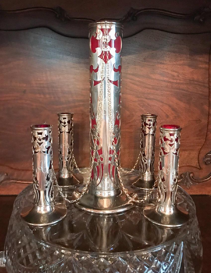 Rare Art Deco Ruby Glass 5-piece Epergne (1 of 3)