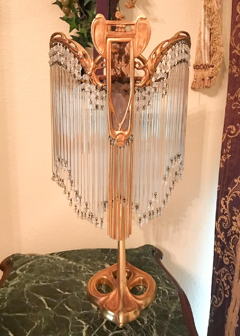 French Art Deco Bronze And Crystal Lamp (1 of 4)