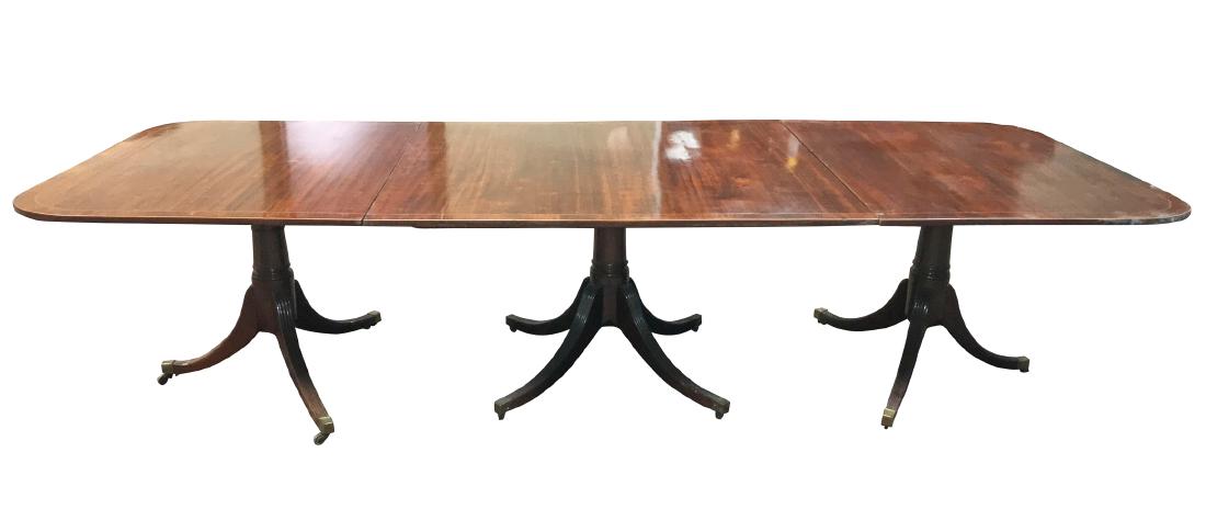 English Mahogany Triple Pedestal Dining Table (1 of 5)