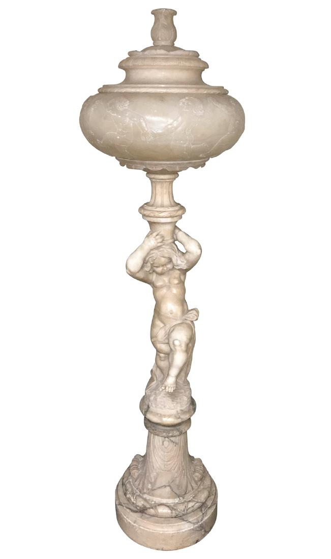 Fine French Carved Alabaster Floor Lamp (1 of 6)