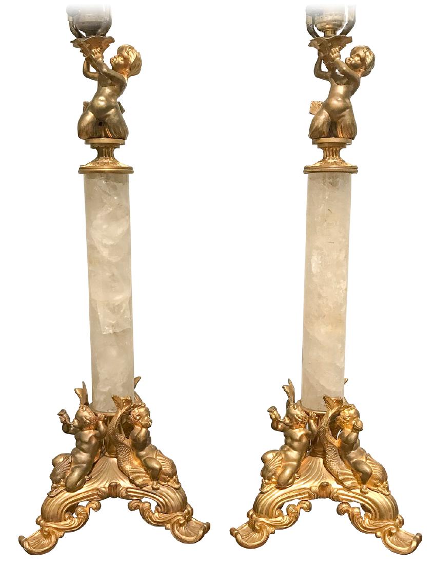 Fine Pair Of 19th C. French Rock Crystal Lamps (1 of 5)