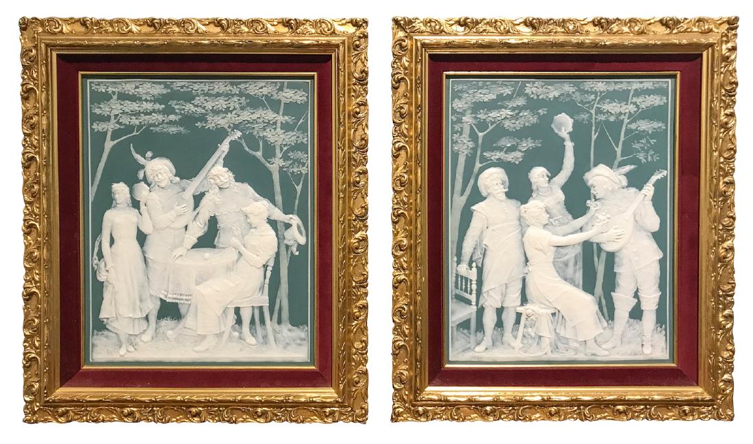 Pair of German Mettlach Porcelain Plaques (1 of 5)