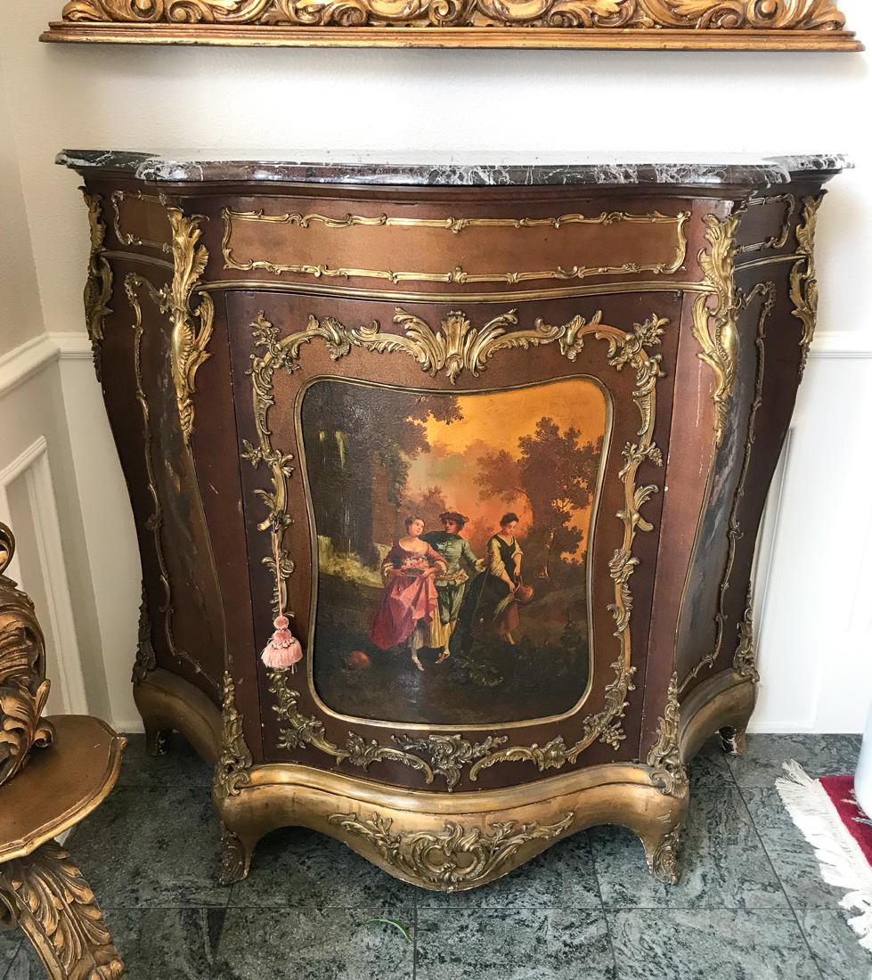 19th C. French Vernis Martin Bombe Cabinet (1 of 4)