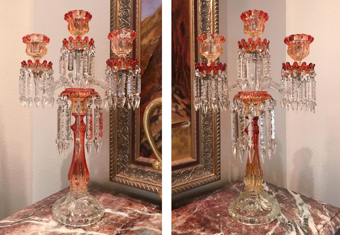 Pair Of Signed Baccarat Amborina Candelabra (1 of 5)