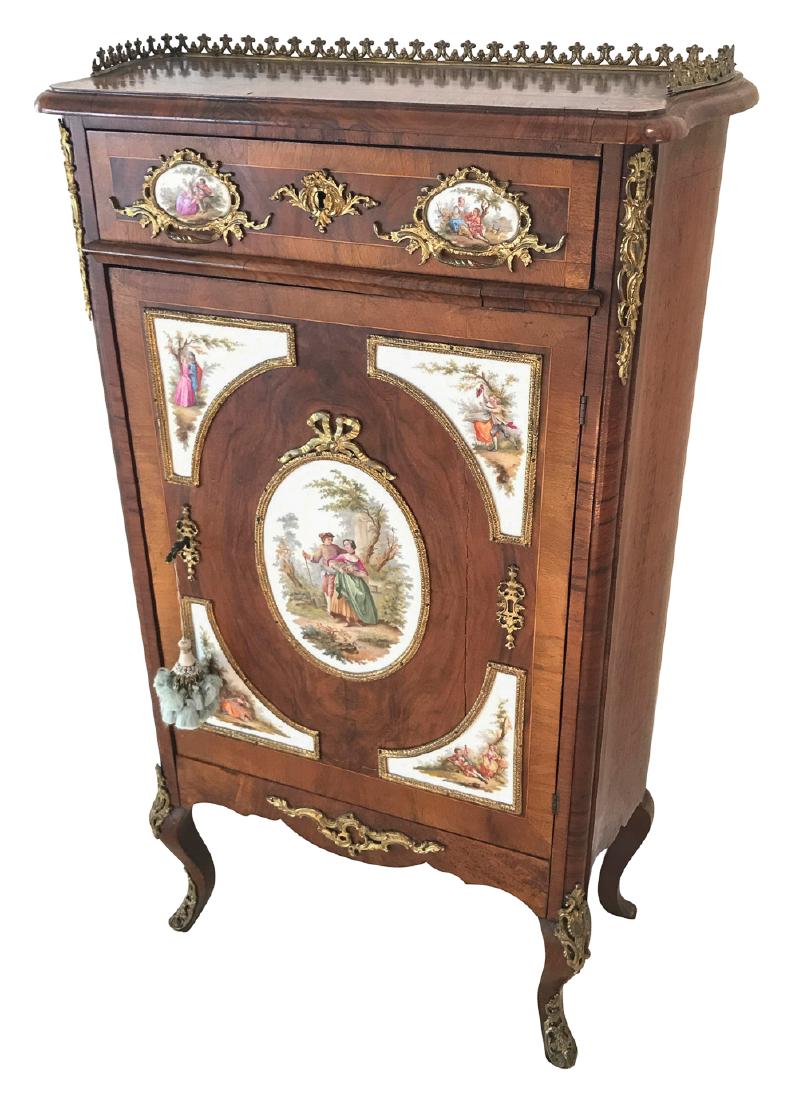 French Walnut Cabinet With Sevres Inset Plaques (1 of 5)