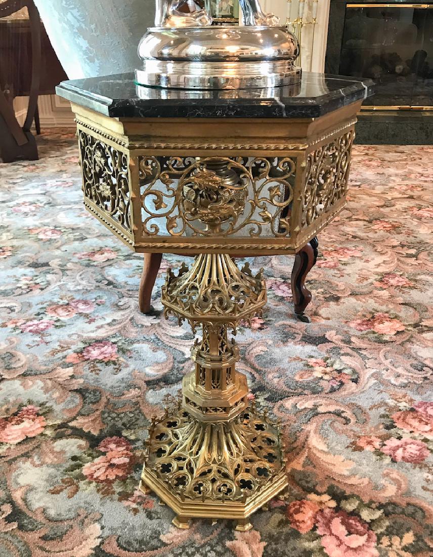 19th C.  Bronze Gothic Side Table (1 of 3)
