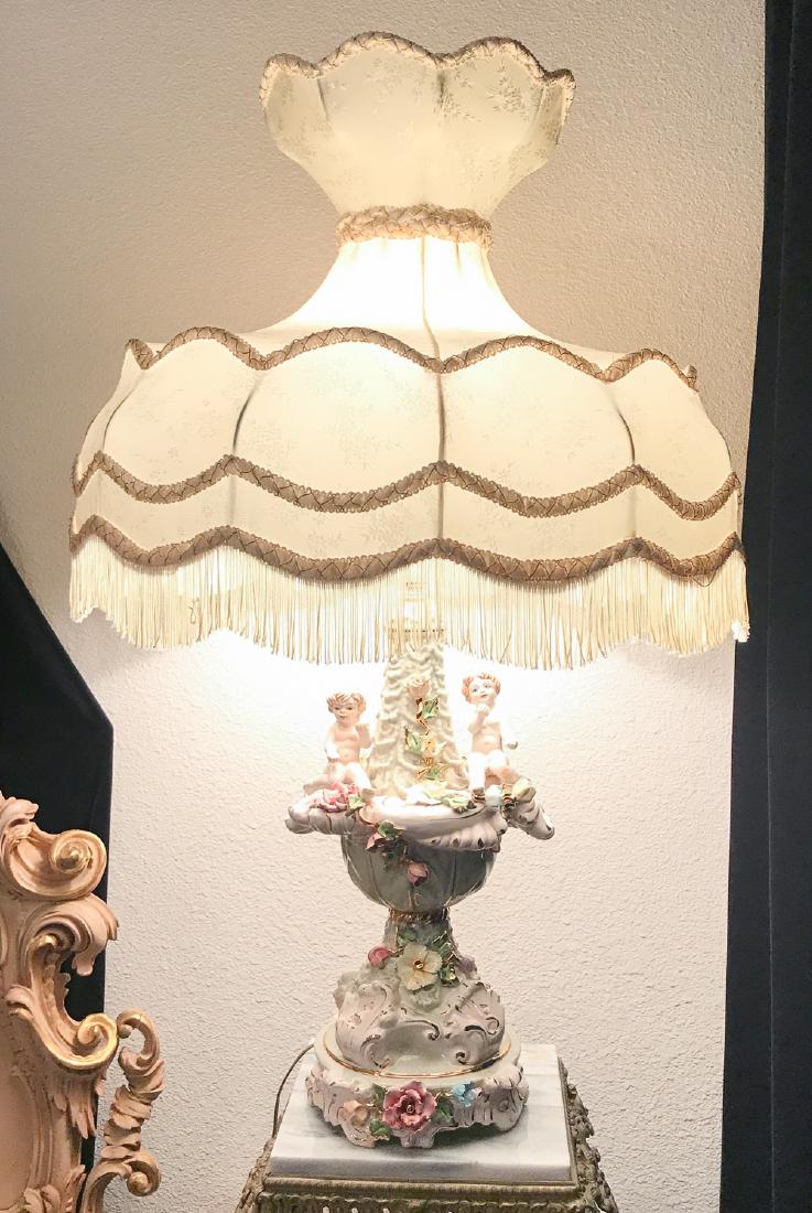 Impressive Large Porcelain Cherub Lamp (1 of 3)