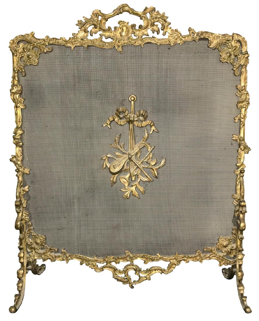 Antique French Gilt Bronze Fire Screen (1 of 3)