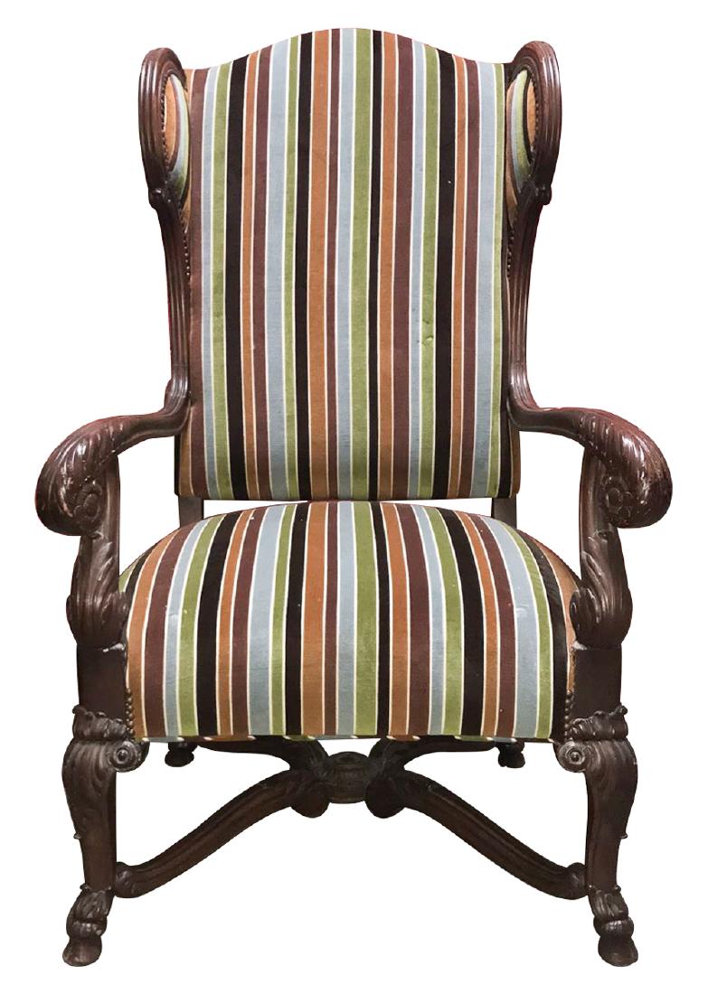 Large Carved Wing Back Armchair (1 of 6)