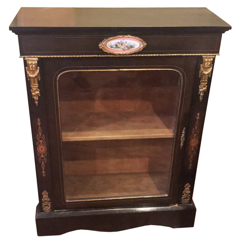 French Napoleon Iii Ebonized Cabinet, With (1 of 4)