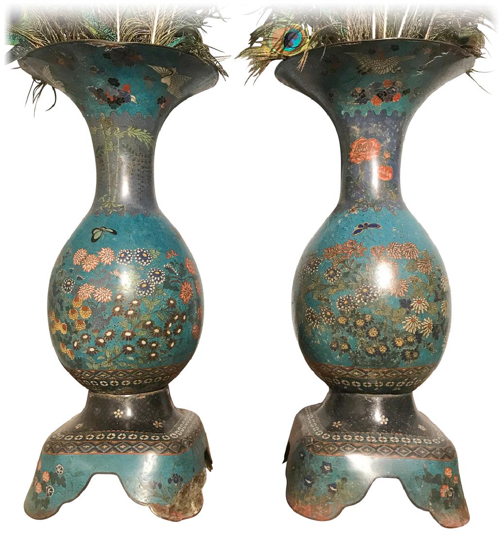 Pair Of Early Antique Cloisonne Vases (1 of 6)