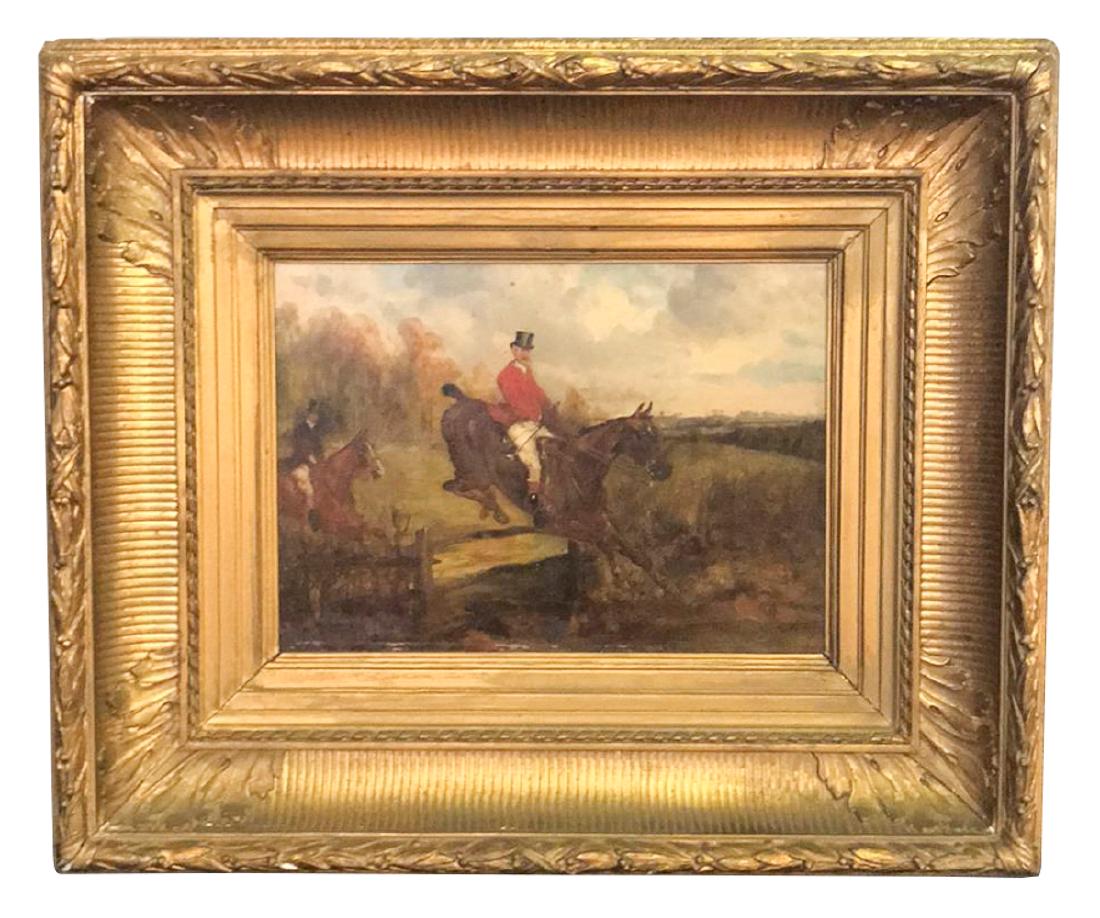 19th C. English Oil On Board Horse And Rider (1 of 6)