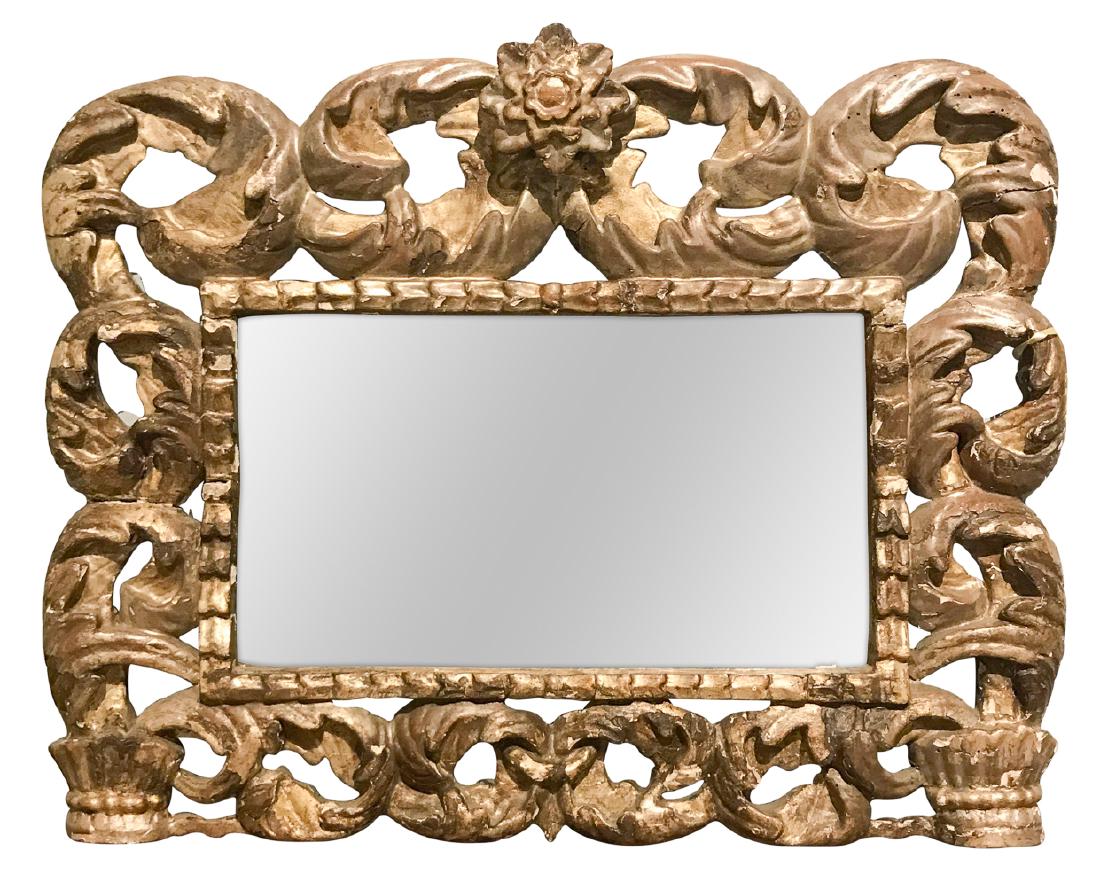18th C. Italian Carved Silver Gilt Wood Mirror (1 of 4)