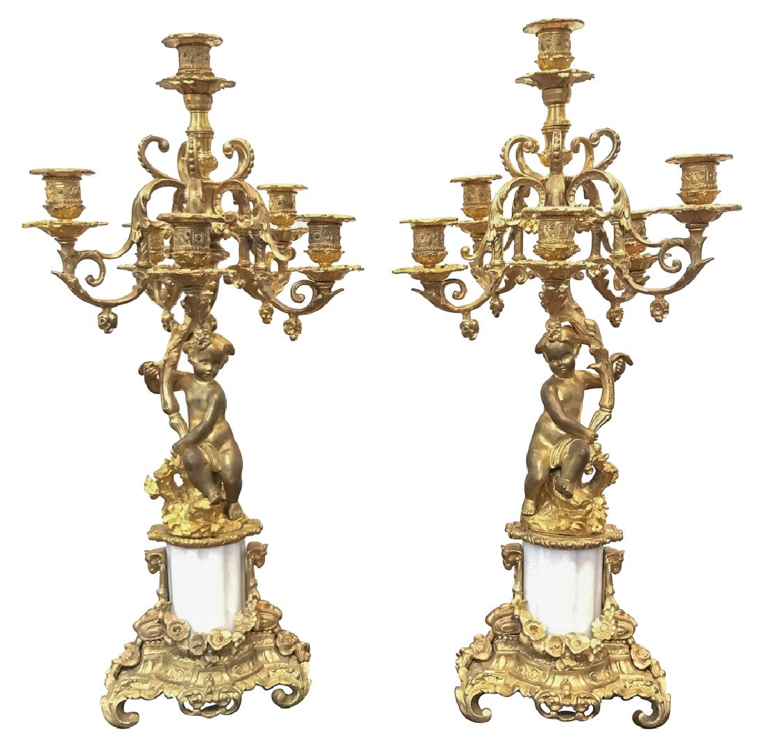 Pair Of 19th C. French Gilt Bronze Candelabra (1 of 5)