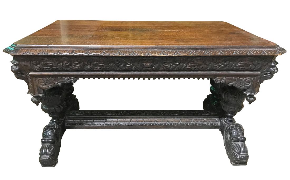 19th C. French Carved Oak Center Table (1 of 5)