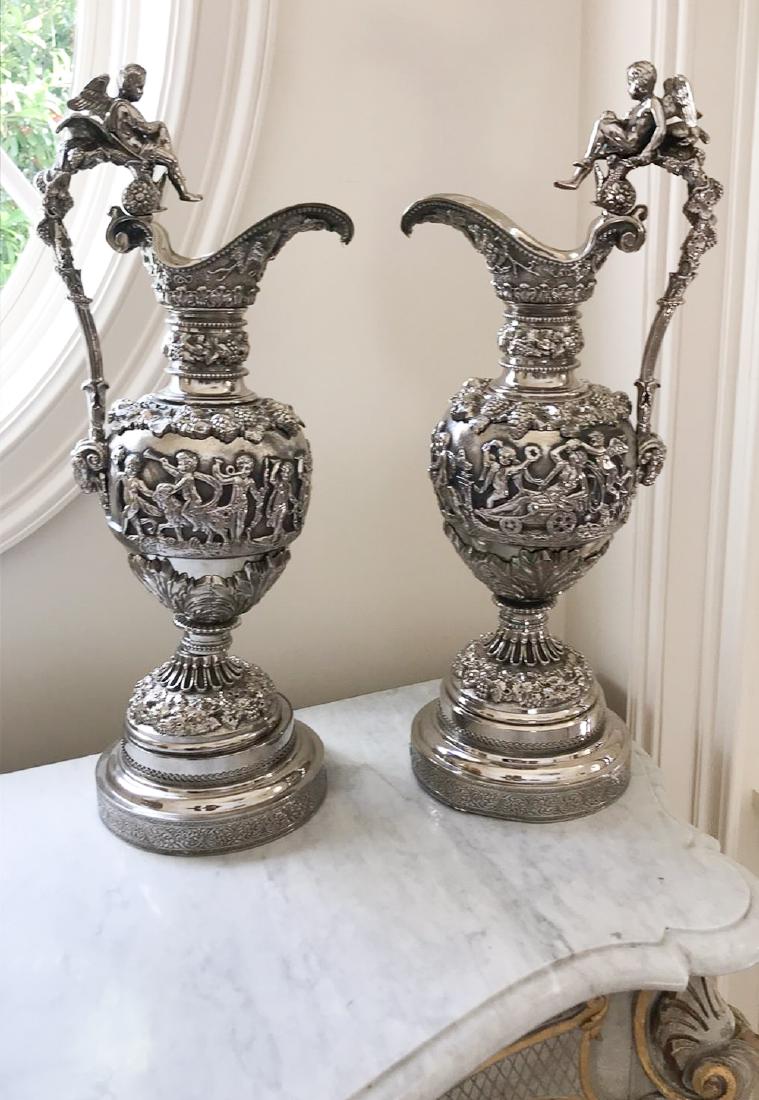 Pr French Ewers, Silvered Finish Over Bronze , (1 of 3)