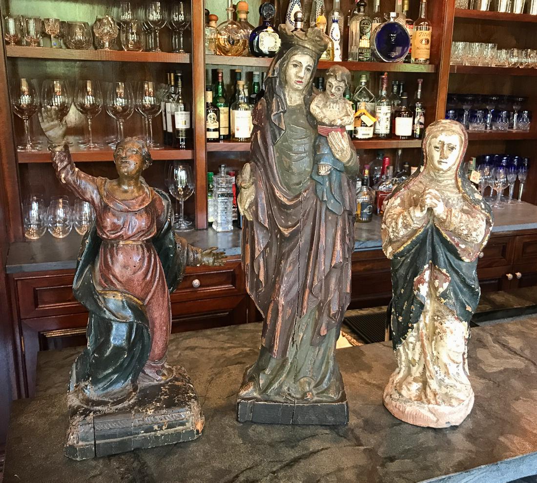 Group Of 3, 18th C. Carved Religious Figures (1 of 5)