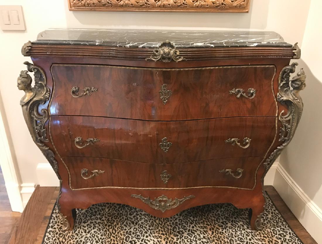 French Style Bombe Burl Walnut Commode (1 of 4)