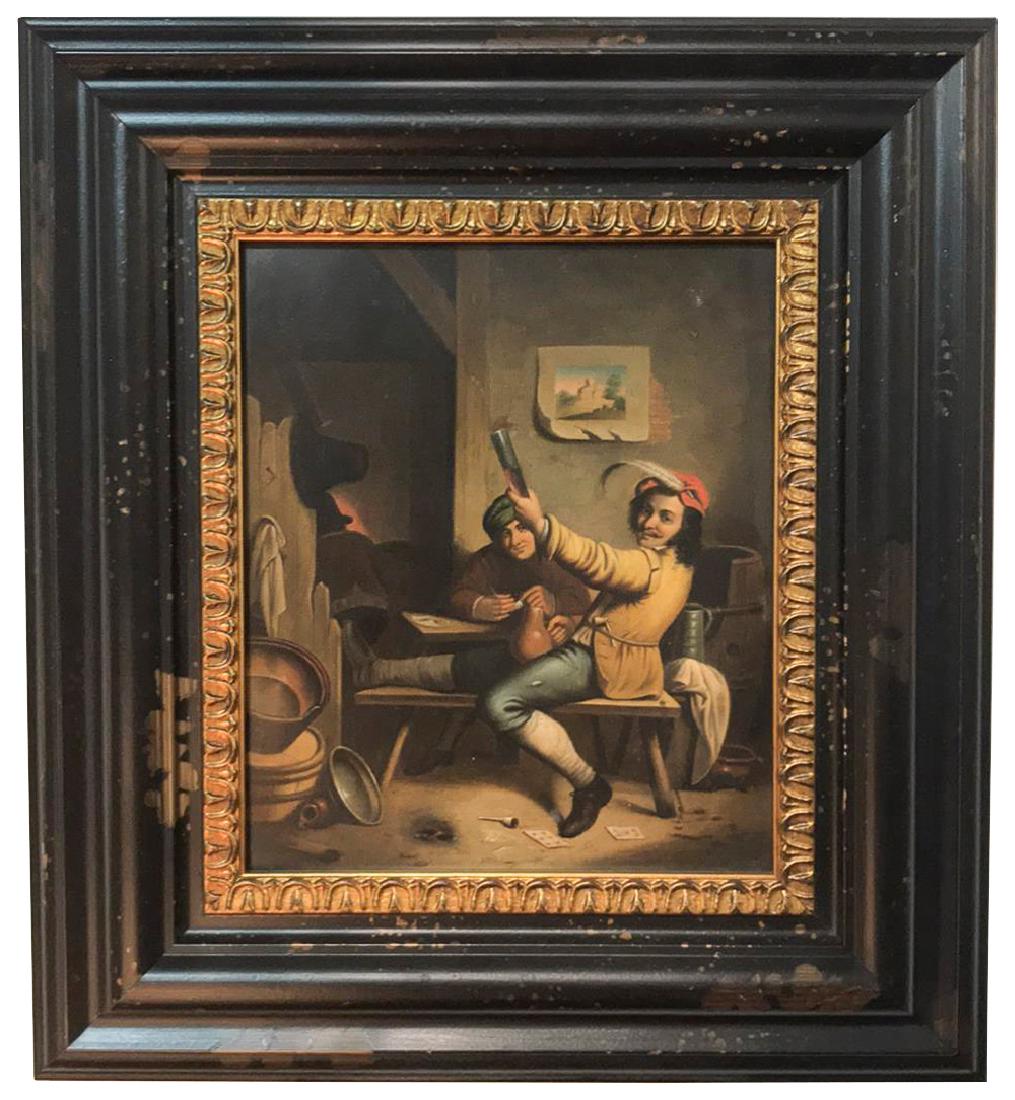 19th C. Interior Scene Oil On Panel (1 of 5)