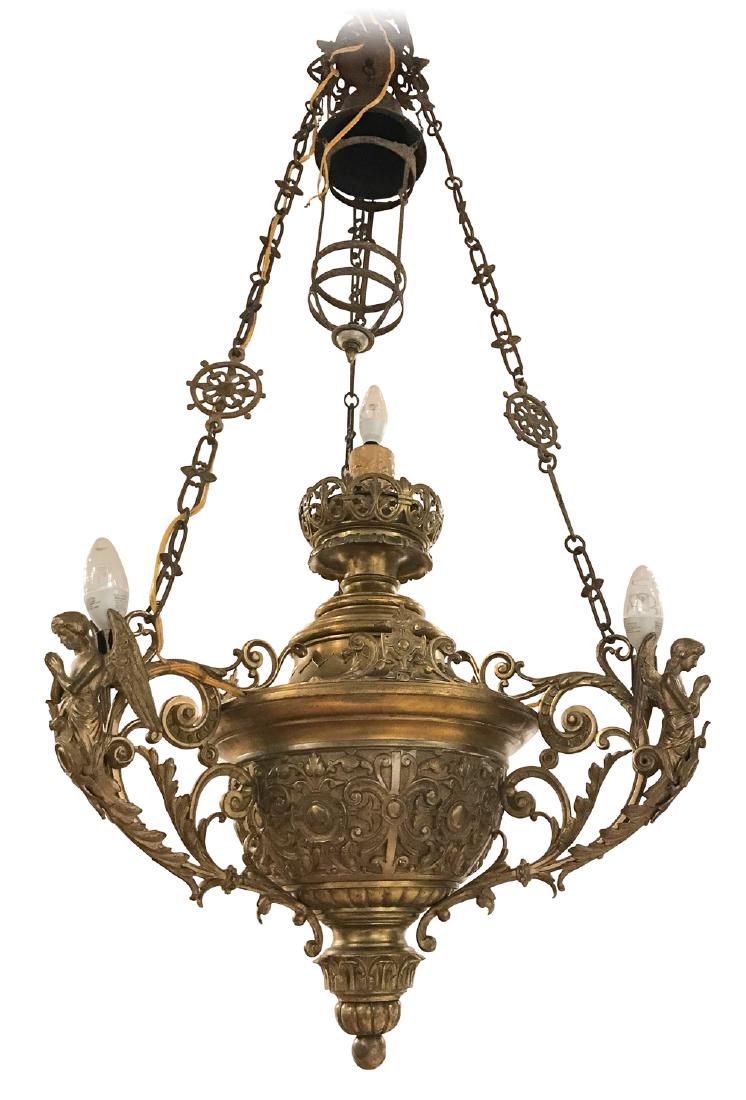 19th C. French Bronze 4 Light Chandelier (1 of 5)