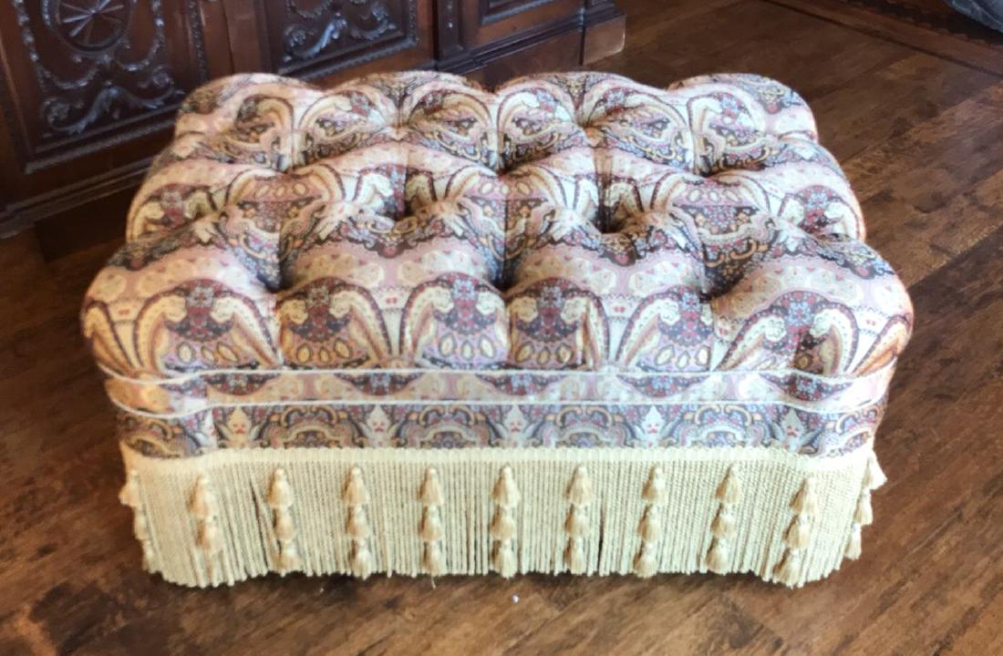 Custom Silk Upholstered Ottoman (1 of 2)