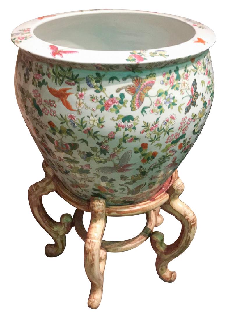 Beautiful Oriental Porcelain Fishbowl, With (1 of 3)