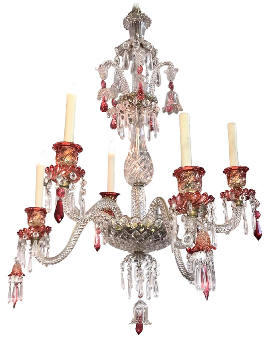 Antique Baccarat Cranberry Glass Chandelier (1 of 8)