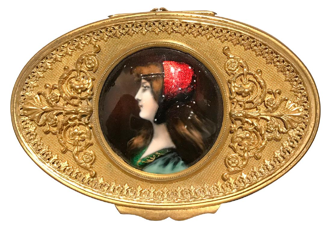 Fine 19th C. French Gilt And Enamel Box: 5w X 3.5d X 1.5h. From A Fine Dallas Estate.