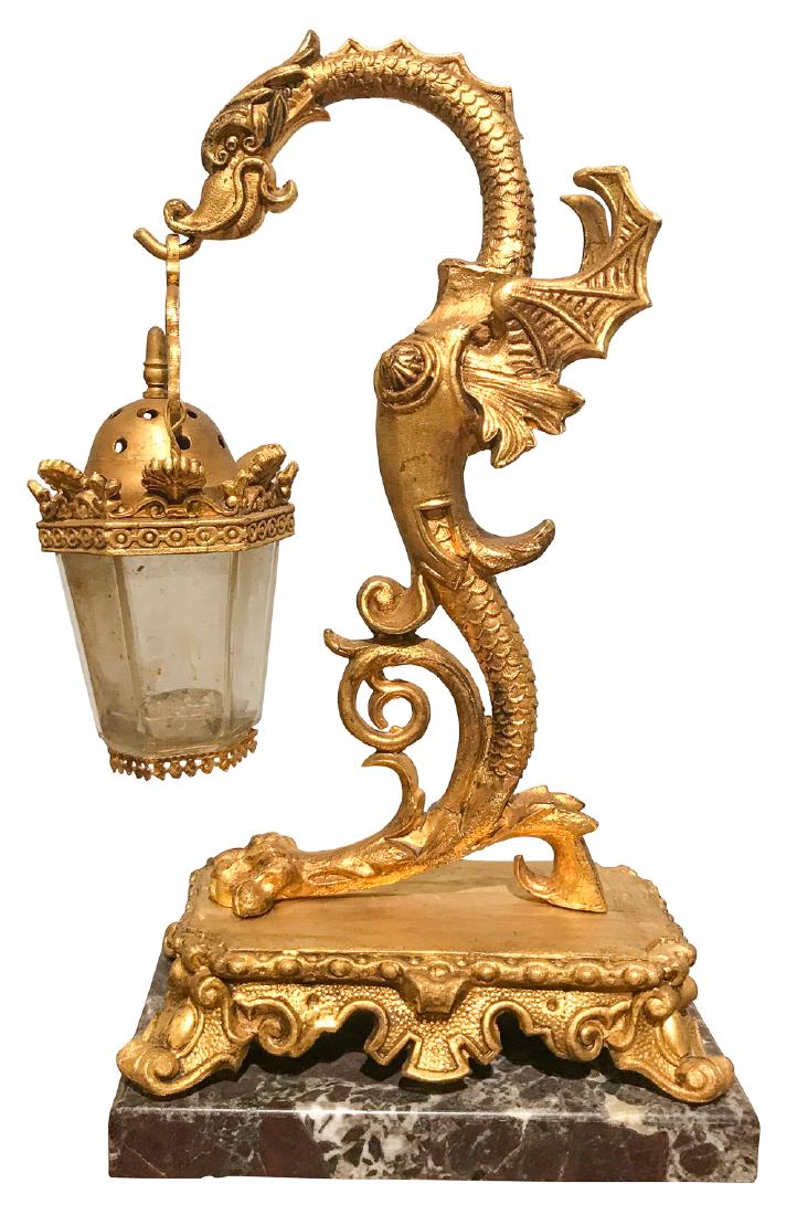 Continental Gilt Metal Dragon Lamp (1 of 3)