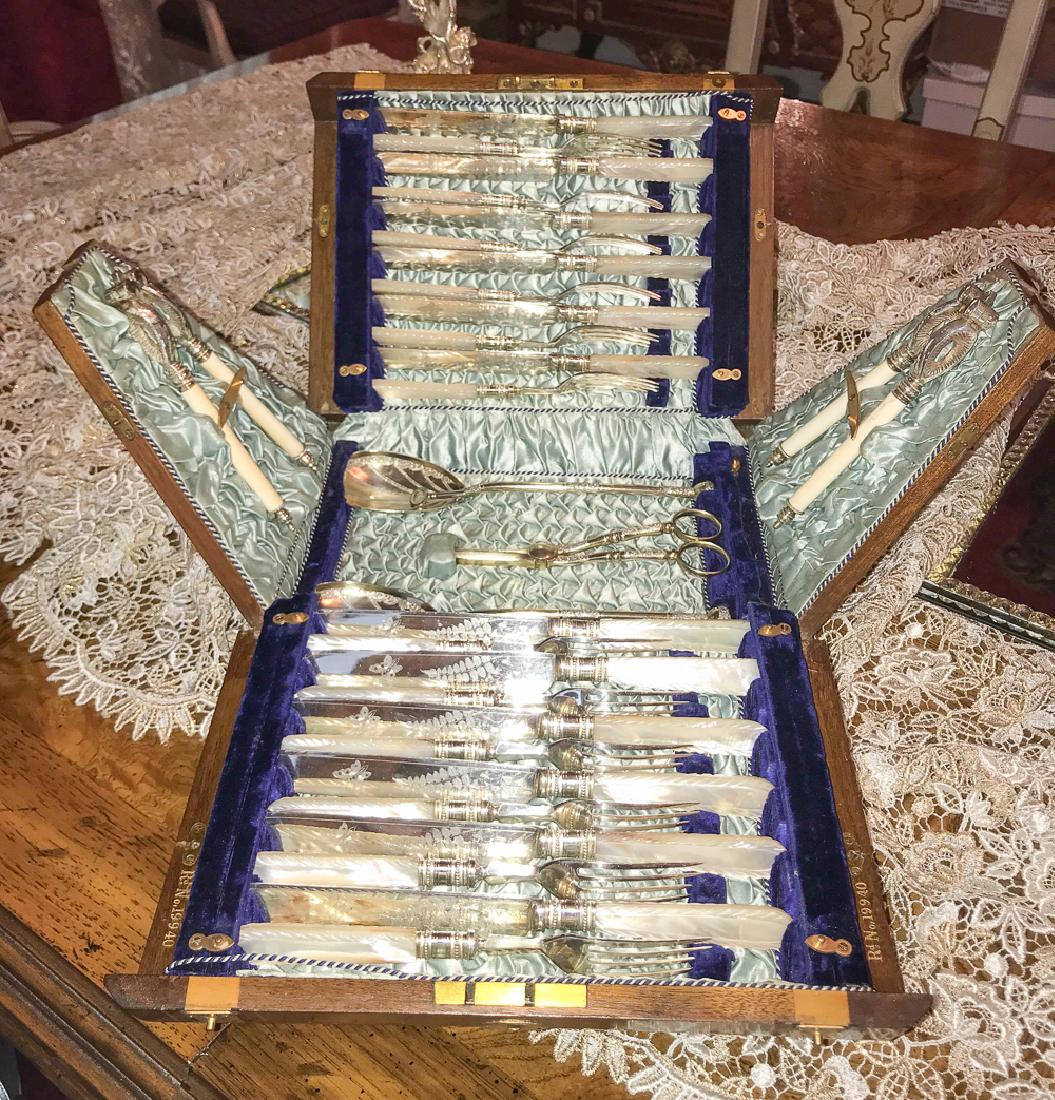 Unusual 29 piece pearl handle nut cracker set with (1 of 4)
