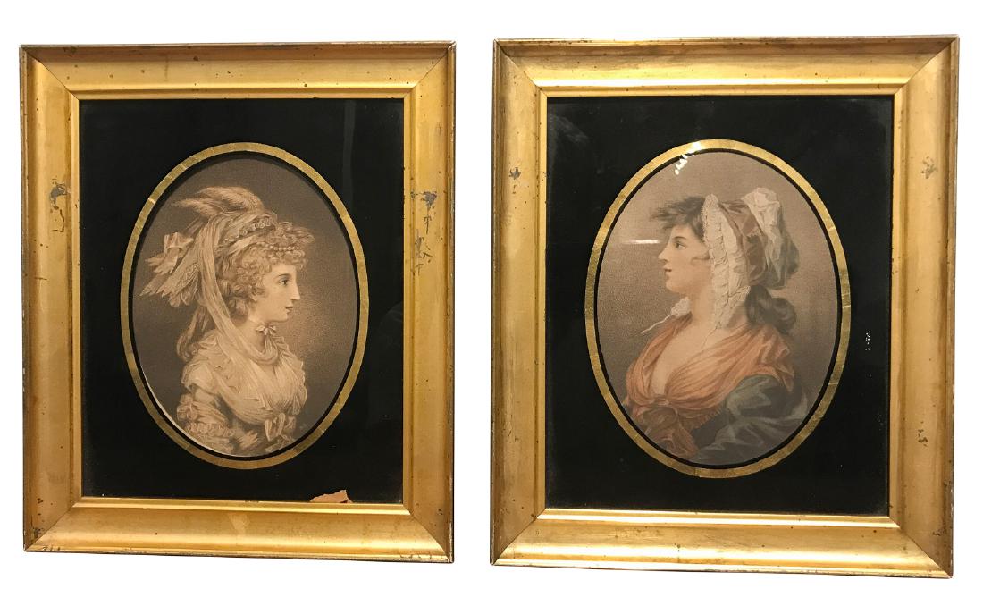 Pair Of 18th C.  Engravings Of English Beauties (1 of 5)