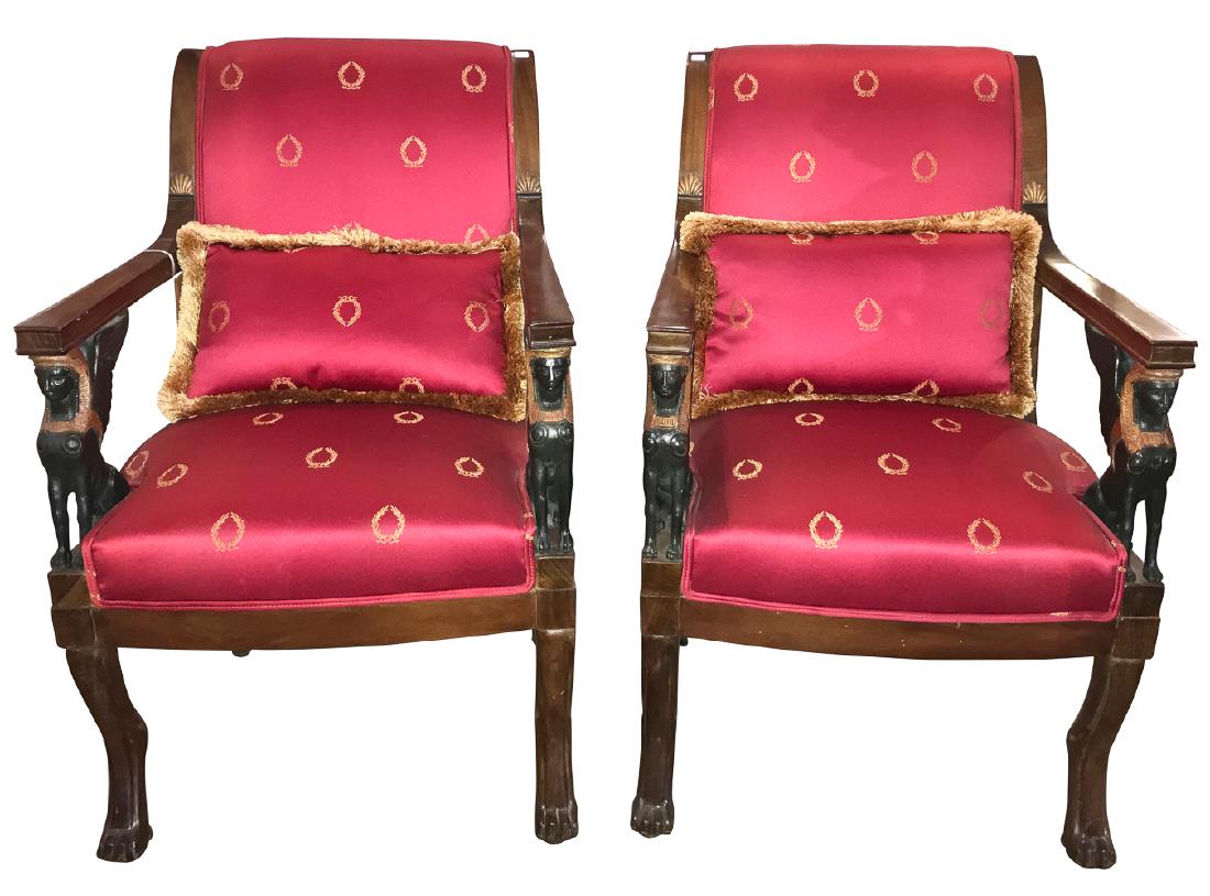 Pair Of French Empire Mahogany Armchairs (1 of 4)