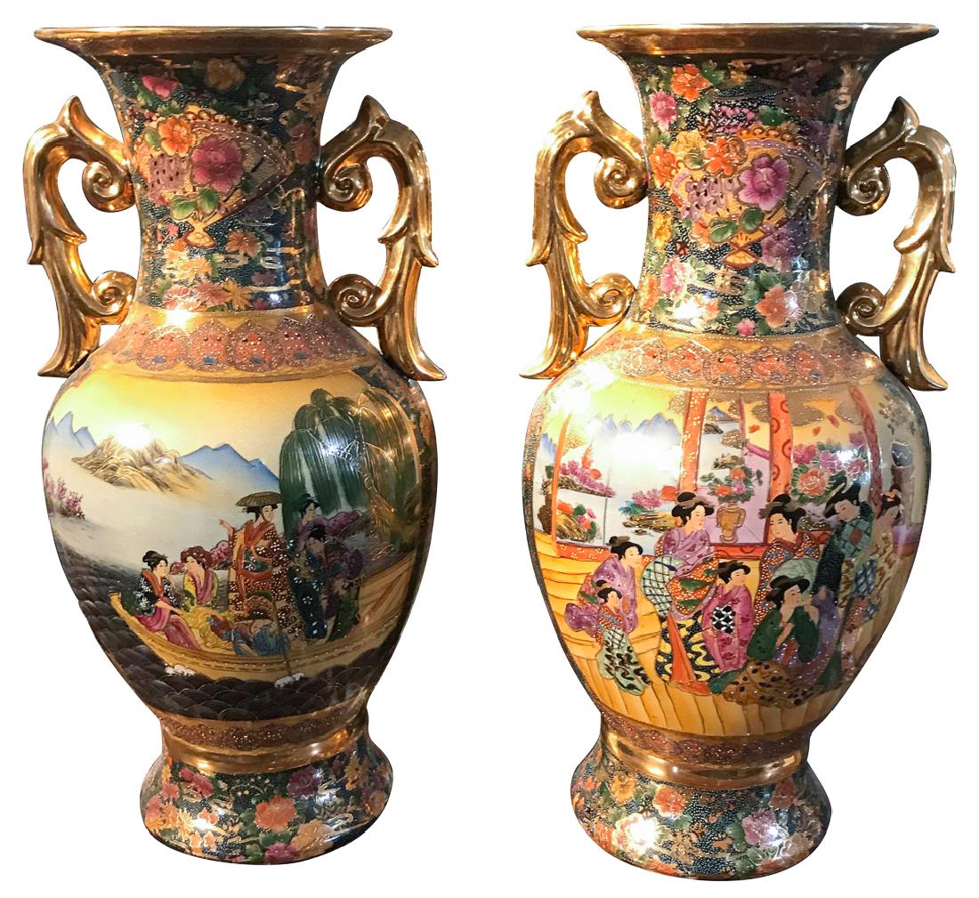 Large Pair Of Satsuma Vases (1 of 5)