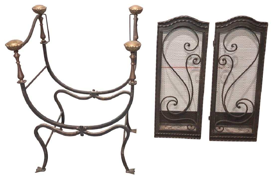 19th C. Italian Iron & Bronze Savonarola Stool (1 of 5)